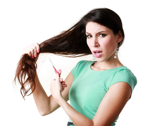 Woman cutting hair — Stock Photo, Image