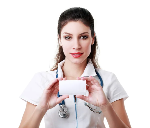 Doctor holding card — Stock Photo, Image