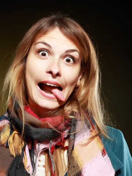 Girl making funny faces — Stock Photo, Image