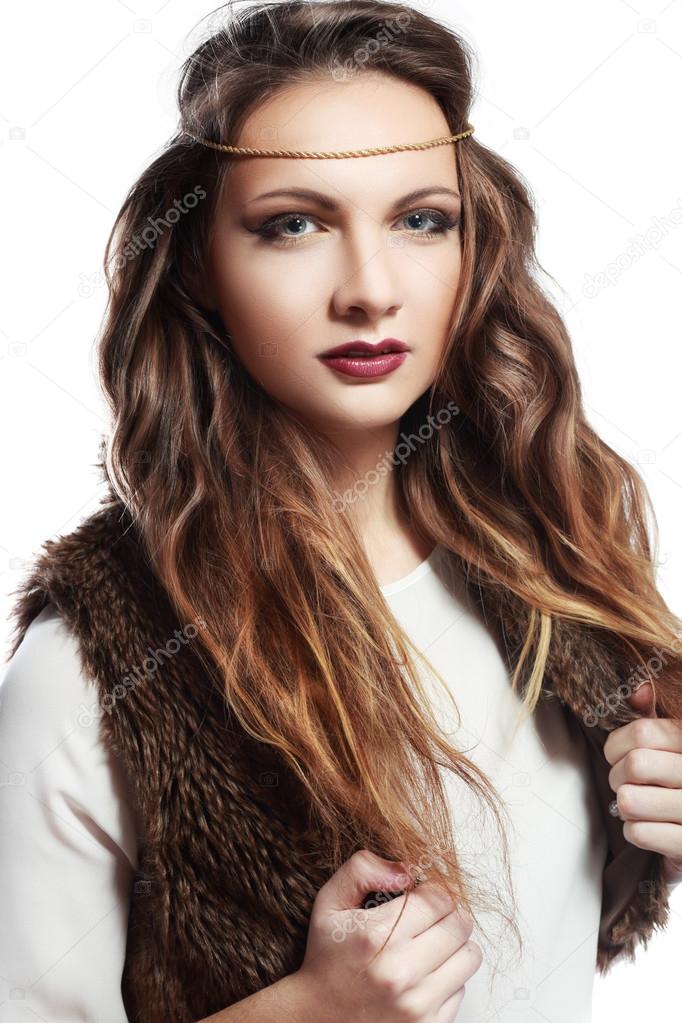Pretty young hippie caucasian girl