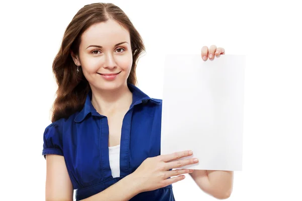 Geschäftsfrau mit Papier zur Unterschrift — Stockfoto