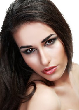 Yeşil dumanlı makyaj kadınla