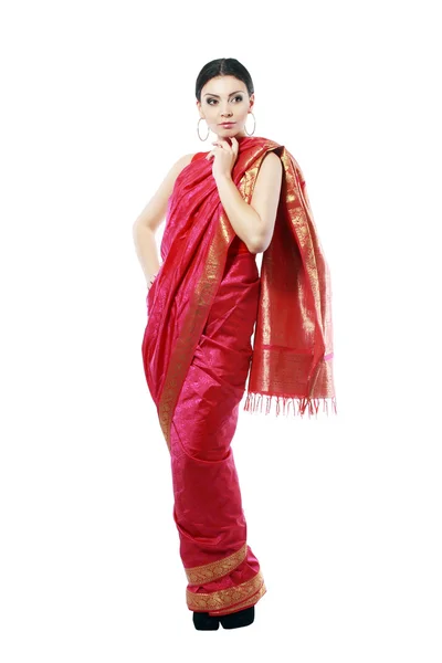 Ragazza in costume sari — Foto Stock