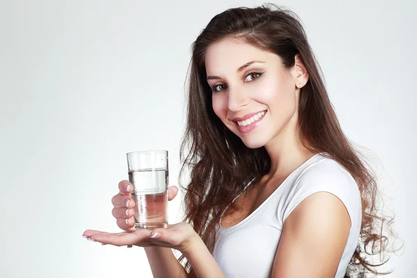 Woman posing with  water glass — Stock Photo, Image