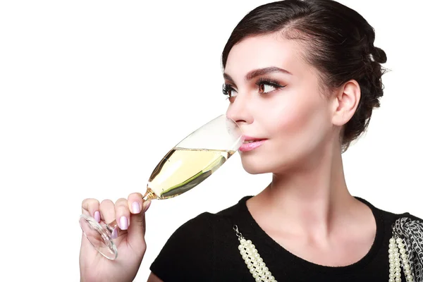 Femme avec verre à vin — Photo