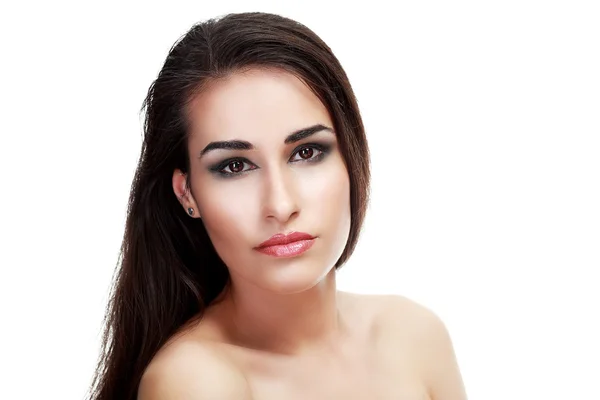 Frau mit grünem Smoky Make-up — Stockfoto