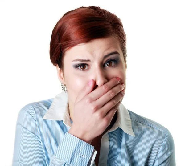 Portrait of  scared woman — Stock Photo, Image