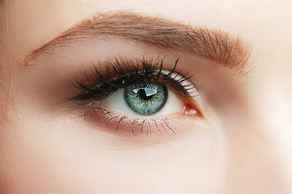 Зеленый красивый женский глаз — стоковое фото