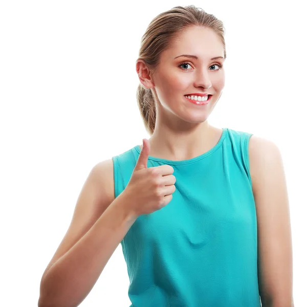 Woman showing thumbs — Stock Photo, Image