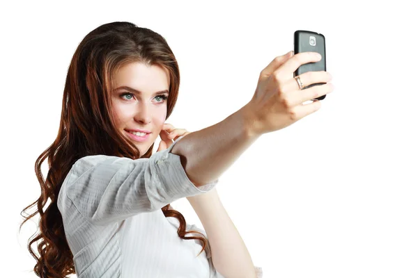 Woman taking self picture Stock Photo