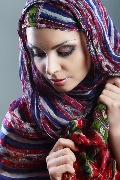 Arabic woman wearing head scarf Royalty Free Stock Images