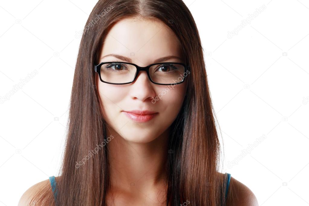 smiling woman in glasses