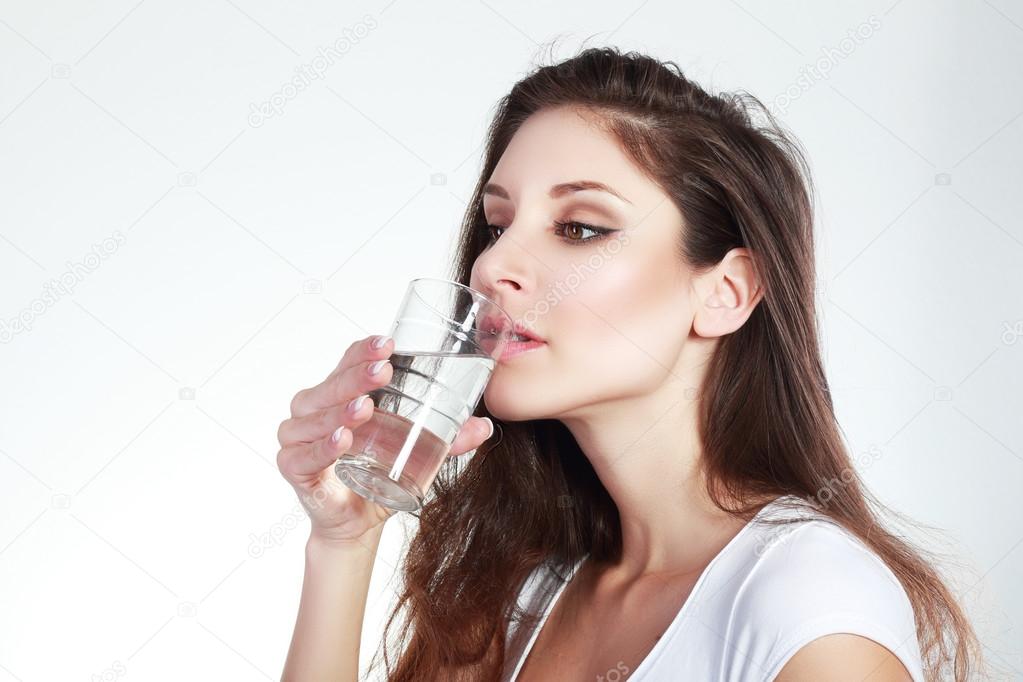 pretty girl drinking water