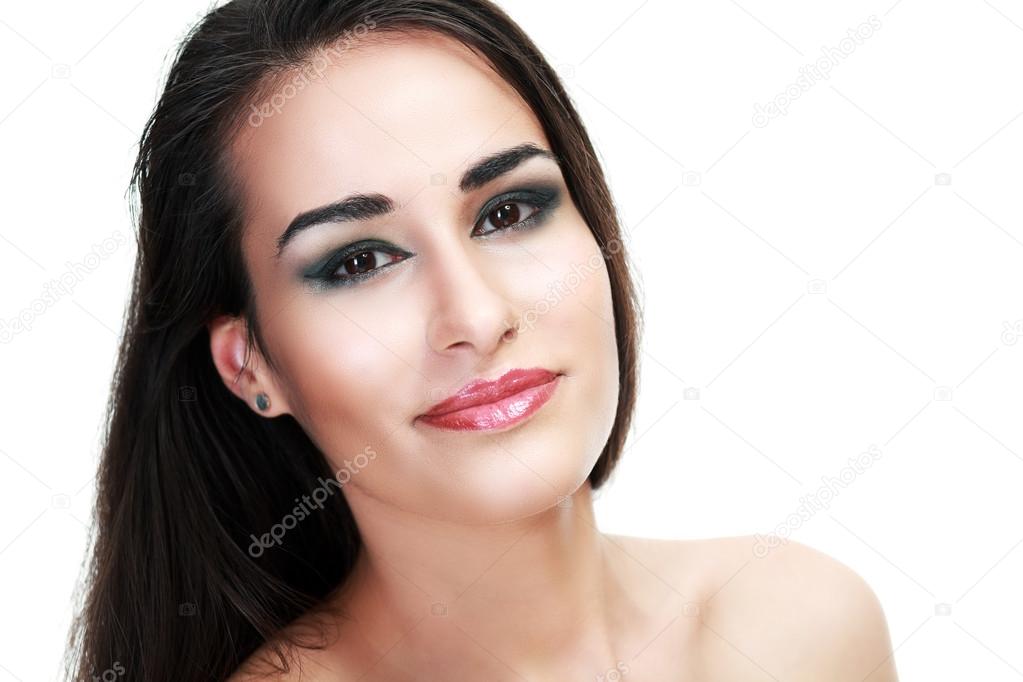 Mujer con maquillaje ahumado verde fotografía de stock © lenanet ahumado verde Mujer con maquillaje ahumado verde fotografía de stock © lenanet