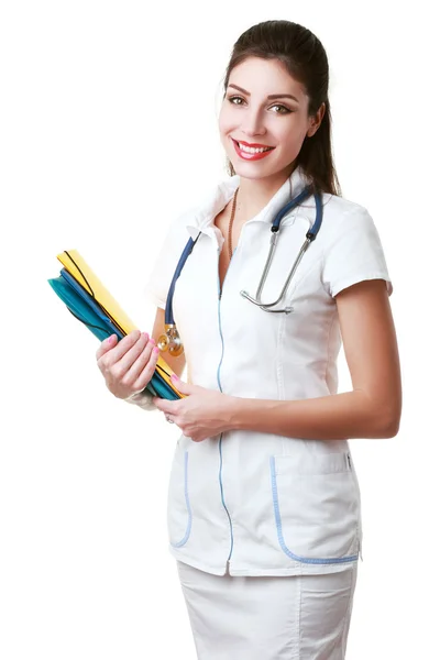 Medico femminile con cartelle — Foto Stock