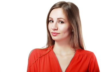 kadın kırmızı gömlekli