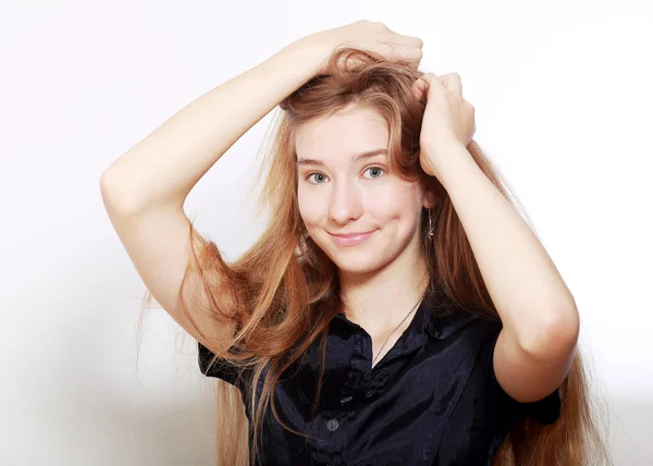 Teenager girl with long hair — Stock Photo, Image