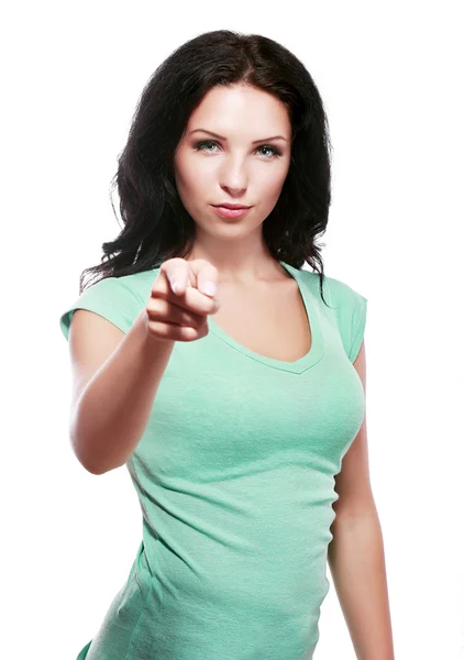 Young woman pointing — Stock Photo, Image