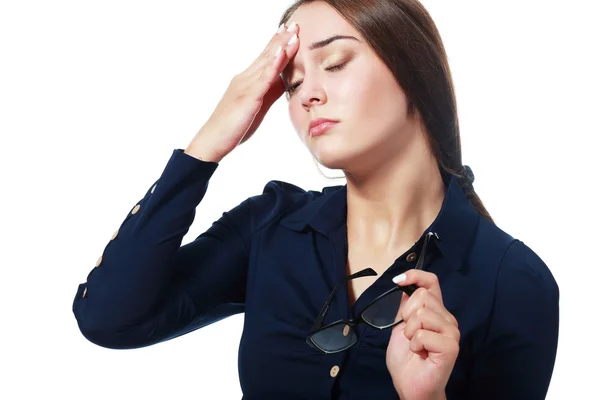 Stressed woman with headache — Stock Photo, Image