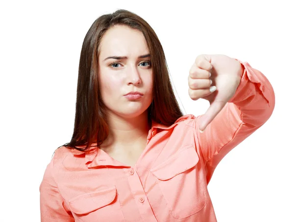 Girl showing thumb down — Stock Photo, Image