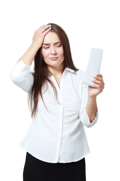 Vrouw ontvangst controleren — Stockfoto