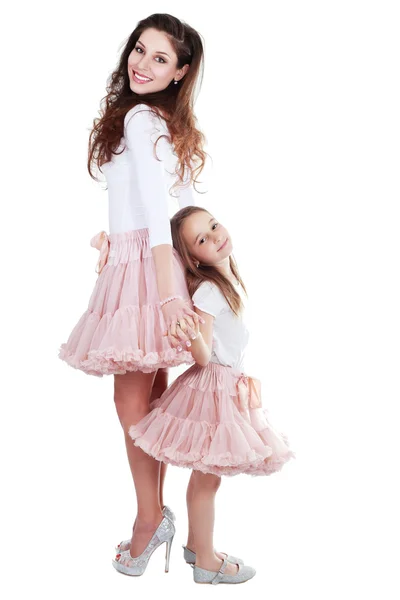 Mother and daughter in same outfits — Stock Photo, Image