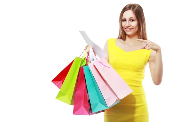 Mujer sosteniendo bolsas —  Fotos de Stock