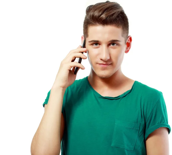 Young man with mobile phone — Stock Photo, Image