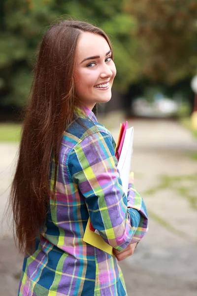 Student girl outdoors Royalty Free Stock Photos