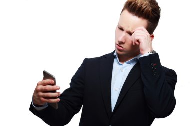 Telefon ile yakışıklı işadamı