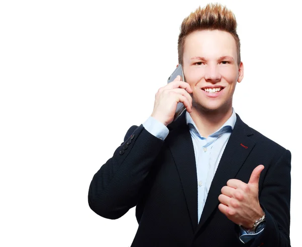 Handsome Businessman with phone — Stock Photo, Image