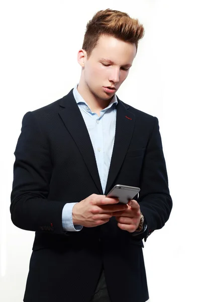 Bonito homem de negócios com telefone — Fotografia de Stock