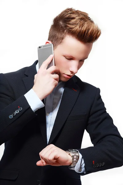 Красивый бизнесмен с телефоном — стоковое фото