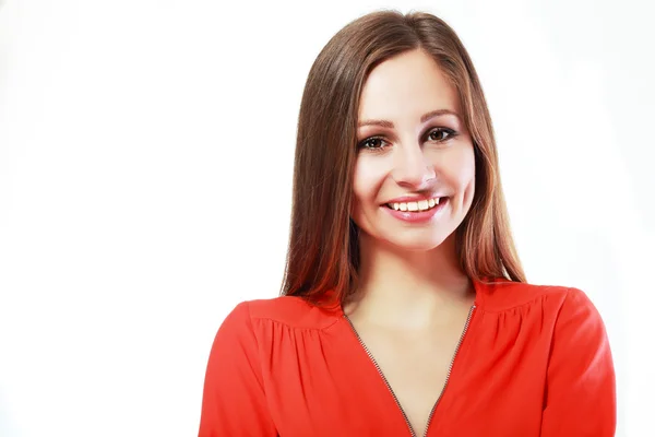 Gelukkige vrouw kijken camera — Stockfoto