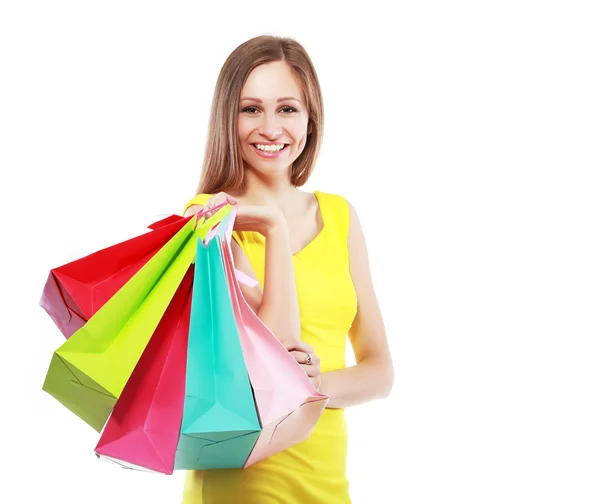 Woman holding bags Royalty Free Stock Images