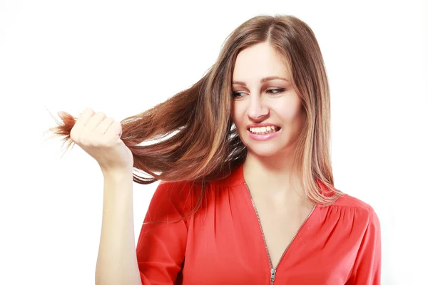 Woman with with fragile hair Stock Image