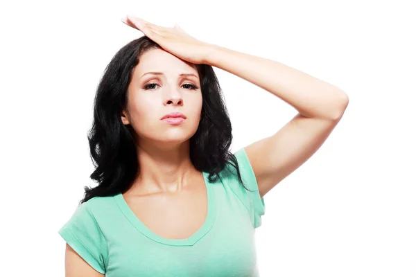 Girl has a horrible headache — Stock Photo, Image