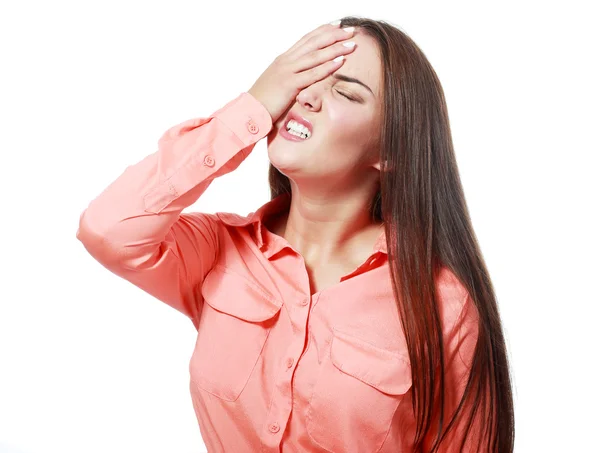 Girl has a horrible headache — Stock Photo, Image