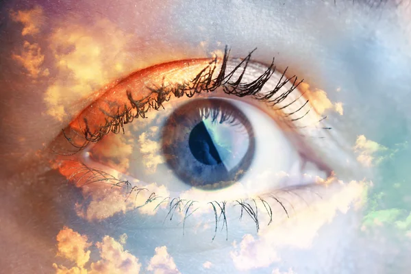 Double exposure of an eye — Stock Photo, Image