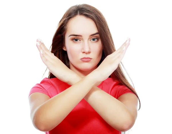 Stoppa gest visade av kvinna — Stockfoto