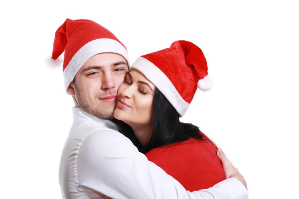 Kissing couple in Christmas — Stock Photo, Image