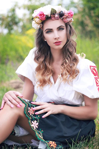 model in slovakian national costume