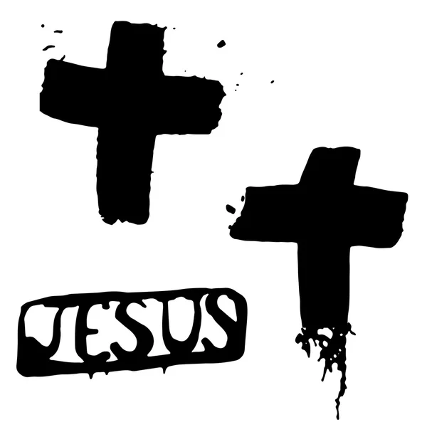 Krzyżu i Jezus — Wektor stockowy