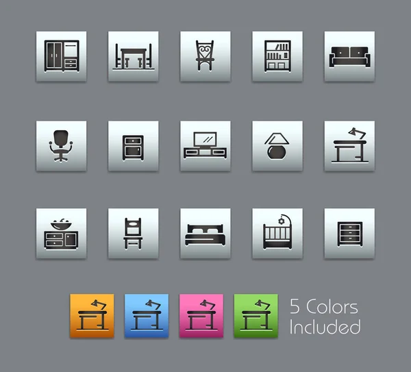 Furniture Icons Satinbox Series Vector File Includes Color Versions Each — Stock Vector