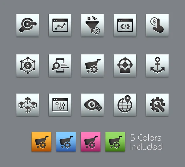 Seo和数字营销图标2 Satinbox系列的1 矢量文件包括不同图层中每个图标的5个颜色版本 — 图库矢量图片