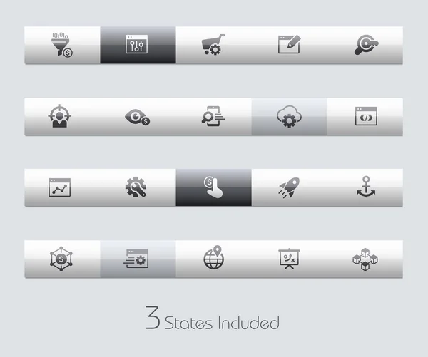Seo Digital Marketing Ikony Serii Classic Eps Zawiera Stany Różnych — Wektor stockowy