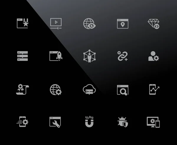 Seo Digital Marketing Icons 32Px Black Vector 아이콘을 그리드에서 동작하도록 — 스톡 벡터