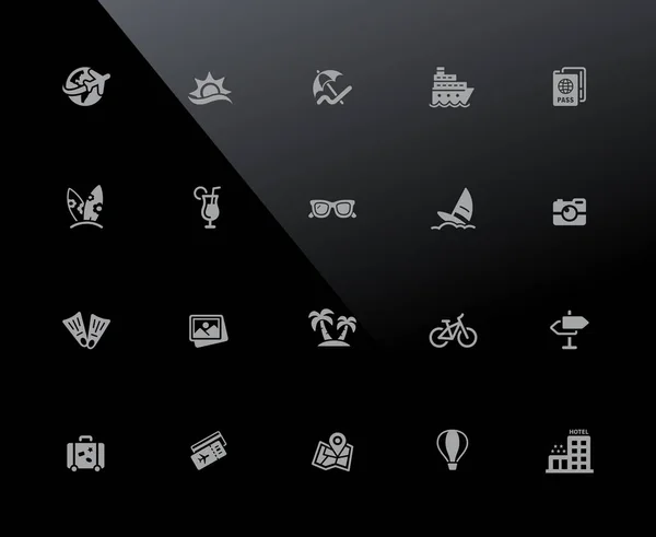 Zomervakantie Iconen 32Px Zwart Vector Pictogrammen Aangepast Werken Een Pixel — Stockvector