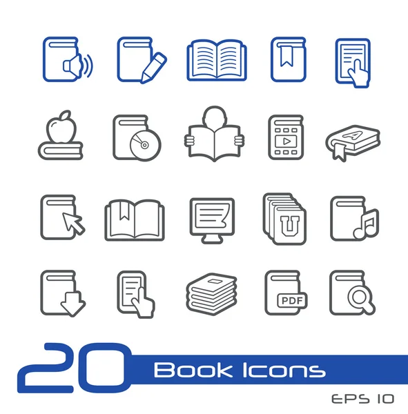 Iconos de libro - - Serie de líneas — Archivo Imágenes Vectoriales