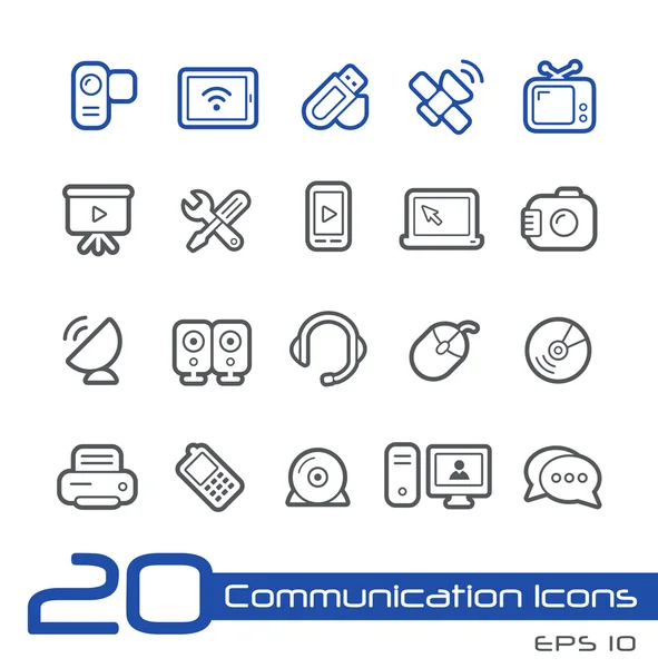 Iconos de comunicación - - Serie de líneas — Archivo Imágenes Vectoriales